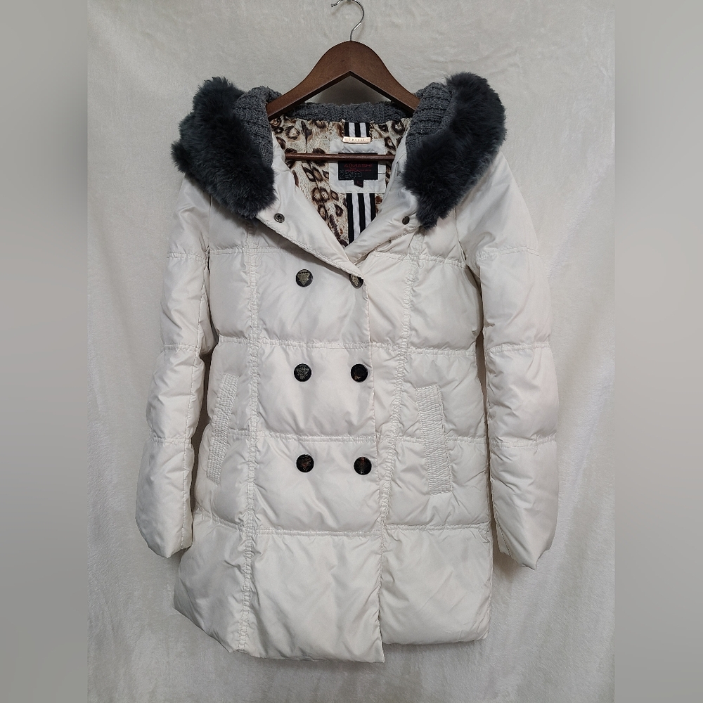 Amashi Down Puffer Coat With Rabbit Fur Hood Size L